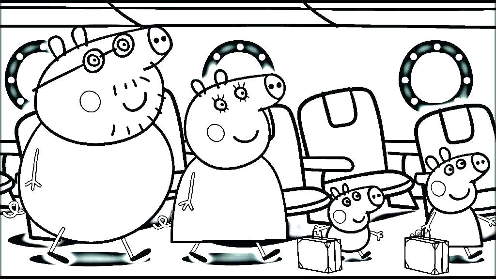 Coloring page Peppa with her family on vacation
